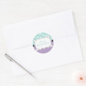 Sticker Rond Roses blanches sur Aqua & Fête des mariées violett (Enveloppe)