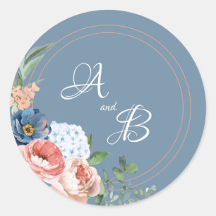 Sticker Rond Roses bleu et bleu