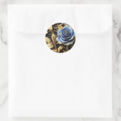 Sticker Rond Roses Bleu Et Or Art Nouveau (Sac)