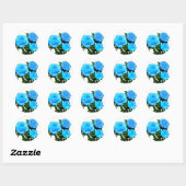 Sticker Rond Roses bleues sarcelle élégantes fleurs florales bl (Feuille)