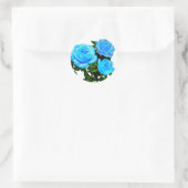 Sticker Rond Roses bleues sarcelles élégantes fleurs bleues flo (Sac)