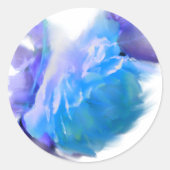 Sticker Rond Roses bleus, aquarelle fleurie romantique (Devant)