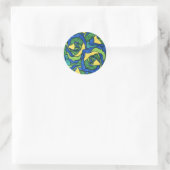 Sticker Rond Roses bleus et verts (Sac)