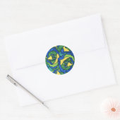 Sticker Rond Roses bleus et verts (Enveloppe)