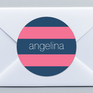 Sticker Rond Roses chaudes et la Marine de Rugby Moderne rayure