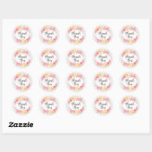 Sticker Rond Roses chic Shabby et Merci roux rustique (Feuille)
