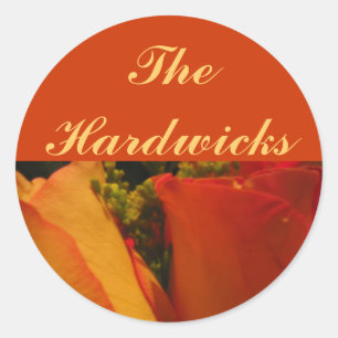 Sticker Rond "Roses dans orange et jaune d'or" [b]