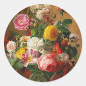 Sticker Rond Roses dans un vase par Aghate Pilon, Art Floral (Devant)