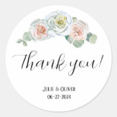 Sticker Rond roses d'aquarelle de Merci (Devant)