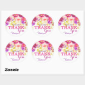 Sticker Rond Roses d'aquarelle et Hydrangeas Merci floral (Feuille)