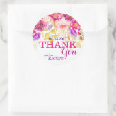 Sticker Rond Roses d'aquarelle et Hydrangeas Merci floral (Sac)