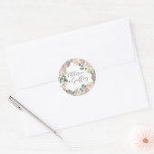 Sticker Rond Roses d'aquarelle et orchidées Mariage personnalis (Enveloppe)