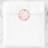 Sticker Rond Roses d'aquarelle juste né Faire-part de naissance (Sac)