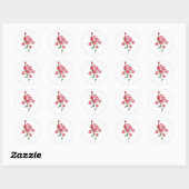 Sticker Rond Roses d'aquarelle rouge (Feuille)