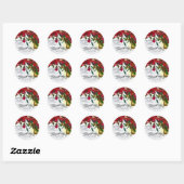 Sticker Rond Roses d'aquarelle rouge romantique et Mariage de l (Feuille)