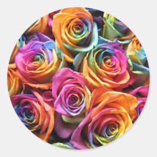Sticker Rond Roses d'arc-en-ciel épousant des joints et des