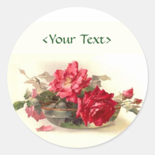 Sticker Rond Roses de Bowl en Verre - Personnaliser