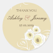 Sticker Rond Roses De Crème Et Frottent Élégant Mariage Romanti (Devant)