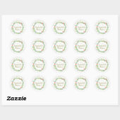 Sticker Rond Roses de jardin couronne moderne mariage romantiqu (Feuille)