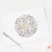 Sticker Rond Roses de l'hiver rustique blanc monogramme lettre  (Enveloppe)
