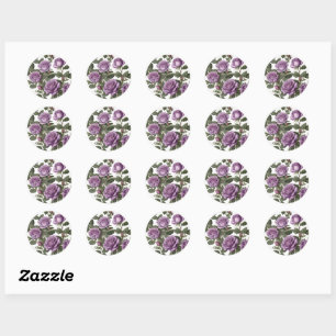 Sticker Rond Roses de Rose pourpre,