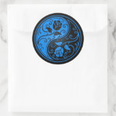 Sticker Rond Roses de Yin Yang bleu et noir (Sac)