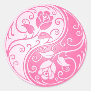 Sticker Rond Roses de Yin Yang, roses