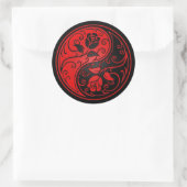 Sticker Rond Roses de Yin Yang rouge et noir (Sac)