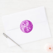 Sticker Rond Roses de Yin Yang, violet (Enveloppe)