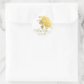 Sticker Rond Roses d'or Faux Foil Elégant Mariage floral modern (Sac)