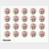 Sticker Rond Roses et bourdons Paul de Longpre Art (Feuille)