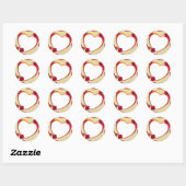 Sticker Rond Roses et cadre cardiaque Ajouter votre photo (Feuille)