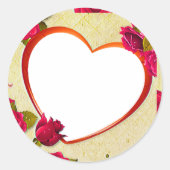 Sticker Rond Roses et cadre cardiaque Ajouter votre photo (Devant)