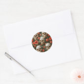 Sticker Rond Roses et crânes (Enveloppe)