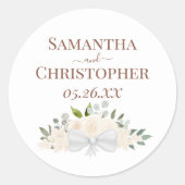 Sticker Rond Roses et fleurs de broche blush Mariage simple (Devant)