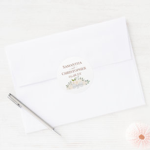 Sticker Rond Roses et fleurs de broche blush Mariage simple