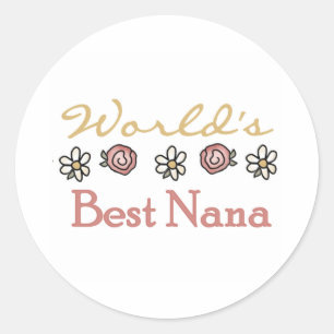 Sticker Rond Roses et Nana du monde de marguerites meilleure