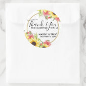 Sticker Rond Roses et tournesols Mariage Merci (Sac)