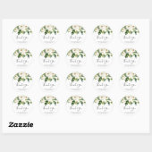Sticker Rond Roses floral blanc simple Élégant diplôme (Feuille)