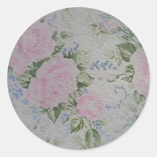 Sticker Rond Roses Florales Roses Vintage (Devant)