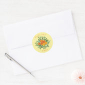 Sticker Rond Roses floraux de Mariage orange jaune (Enveloppe)