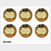 Sticker Rond Roses Gold Heart & Papillons Mariage Seal (Feuille)
