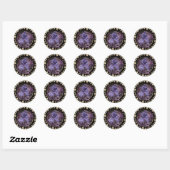 Sticker Rond Roses gothiques violets d'Halloween (Feuille)