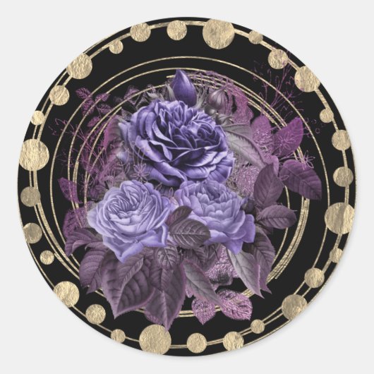 Sticker Rond Roses gothiques violets d'Halloween (Devant)