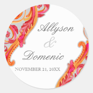 Sticker Rond Roses indien modernes de mandarine de coeur de