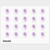 Sticker Rond Roses lavande élégantes personnalisables (Feuille)