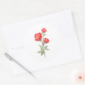 Sticker Rond Roses minimalistes d'aquarelle rouge (Enveloppe)