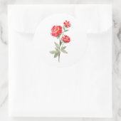 Sticker Rond Roses minimalistes d'aquarelle rouge (Sac)