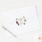 Sticker Rond Roses Modernes Merci (Enveloppe)