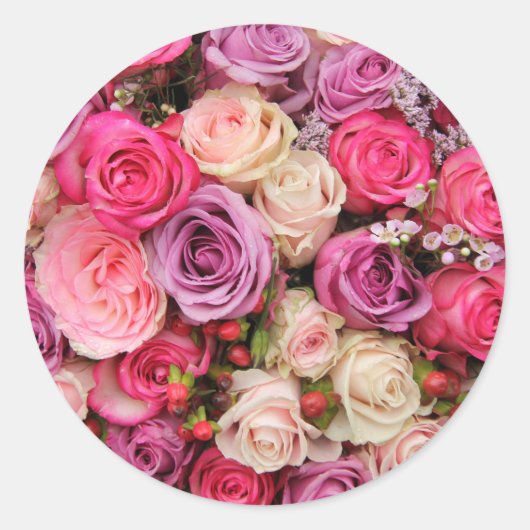 Sticker Rond Roses pastel mixtes par Therosegarden (Devant)